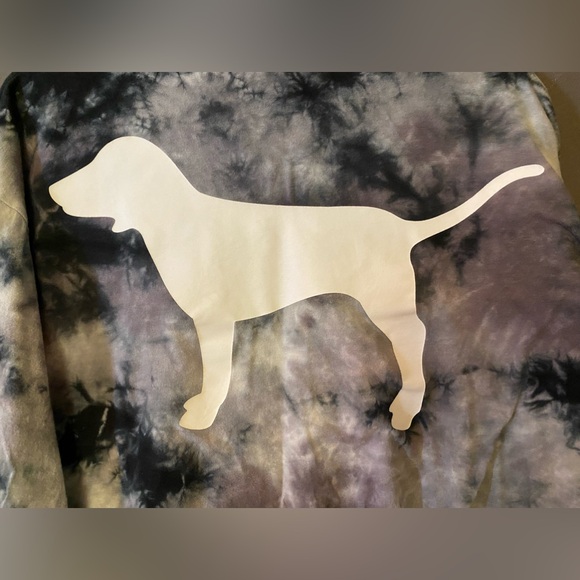 VS PINK LONG SLEEVE CAMPUS TEE SHIRT BLACK GRAY TIE DYE DOG PUP PULPY LOGO HTF L - Picture 9 of 9